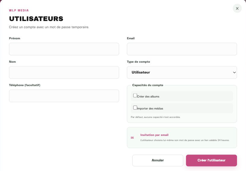 Création d’un utilisateur